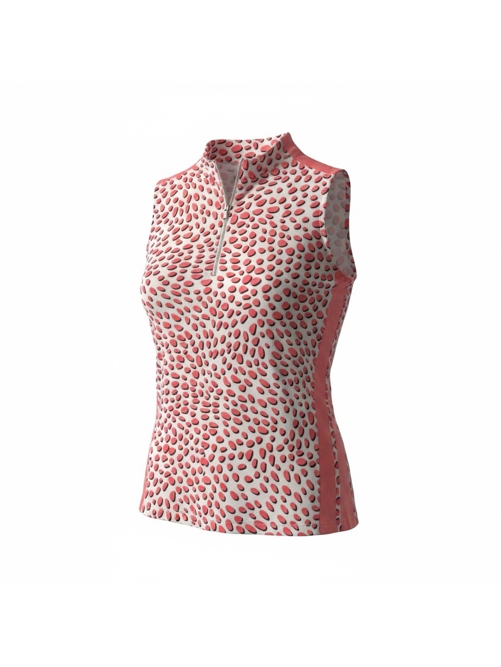 Tail Women's Sleeveless Golf Polo Shirt in Coral and White Pattern, Size M